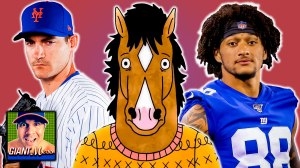New York Mets pitcher Seth Lugo, BoJack Horseman, and New York Giants tight end Evan Engram