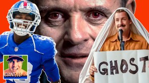 NY Giants linebacker Tae Crowder, Anthony Hopkins as Hannibal Lecter, Adam Sandler as Hubie Halloween